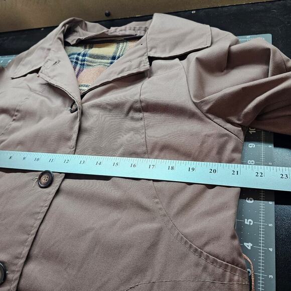 Vintage Rose Pink Trench Coat Womens Size XL Long 80s Retro Barbie Glam Rock - Picture 12 of 12